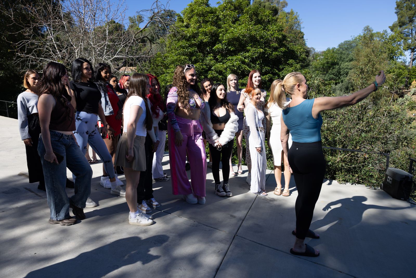 The Stripchat House Hollywood cast gathers outside the mansion on arrival day