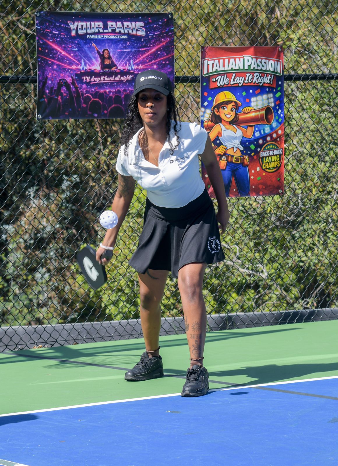 The Stripchat House pickleball tournament in racquet-club uniforms on the private Hollywood Hills court