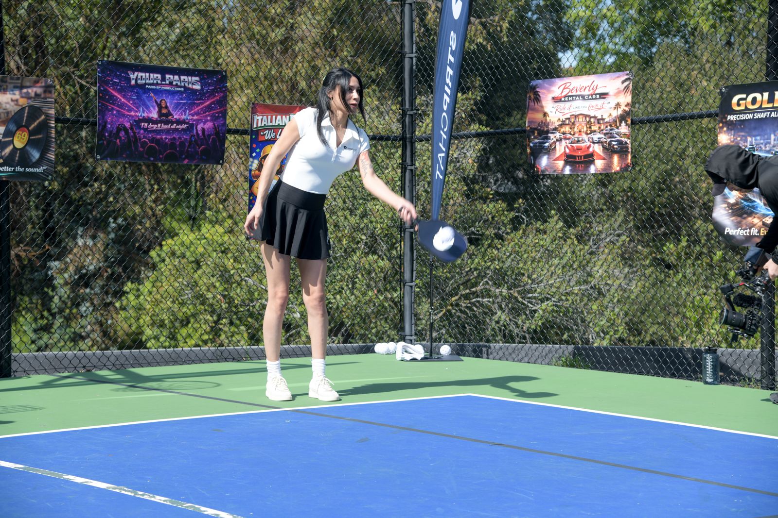 The Stripchat House pickleball tournament in racquet-club uniforms on the private Hollywood Hills court