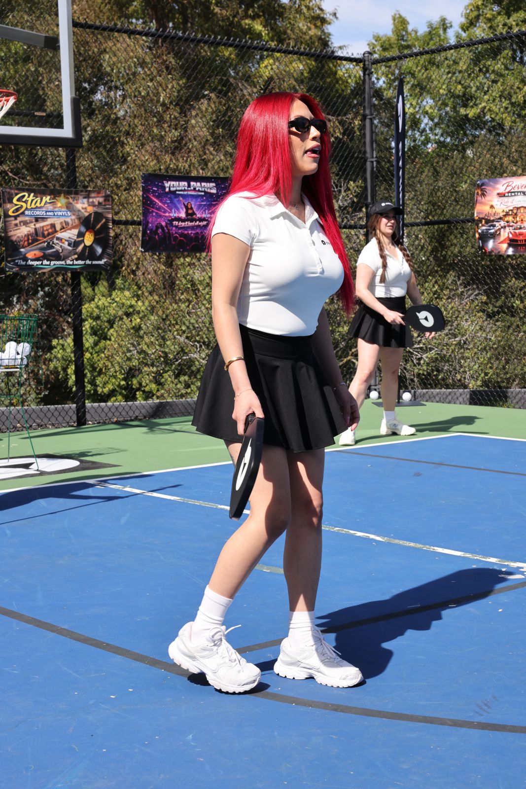 The Stripchat House pickleball tournament in racquet-club uniforms on the private Hollywood Hills court