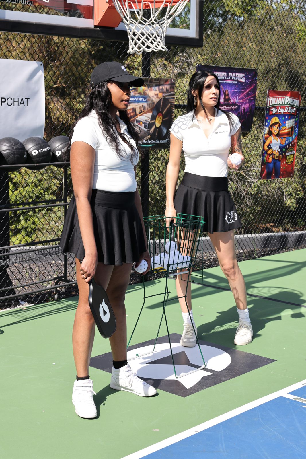 Stripchat House cast members in racquet club uniforms at the house pickleball tournament