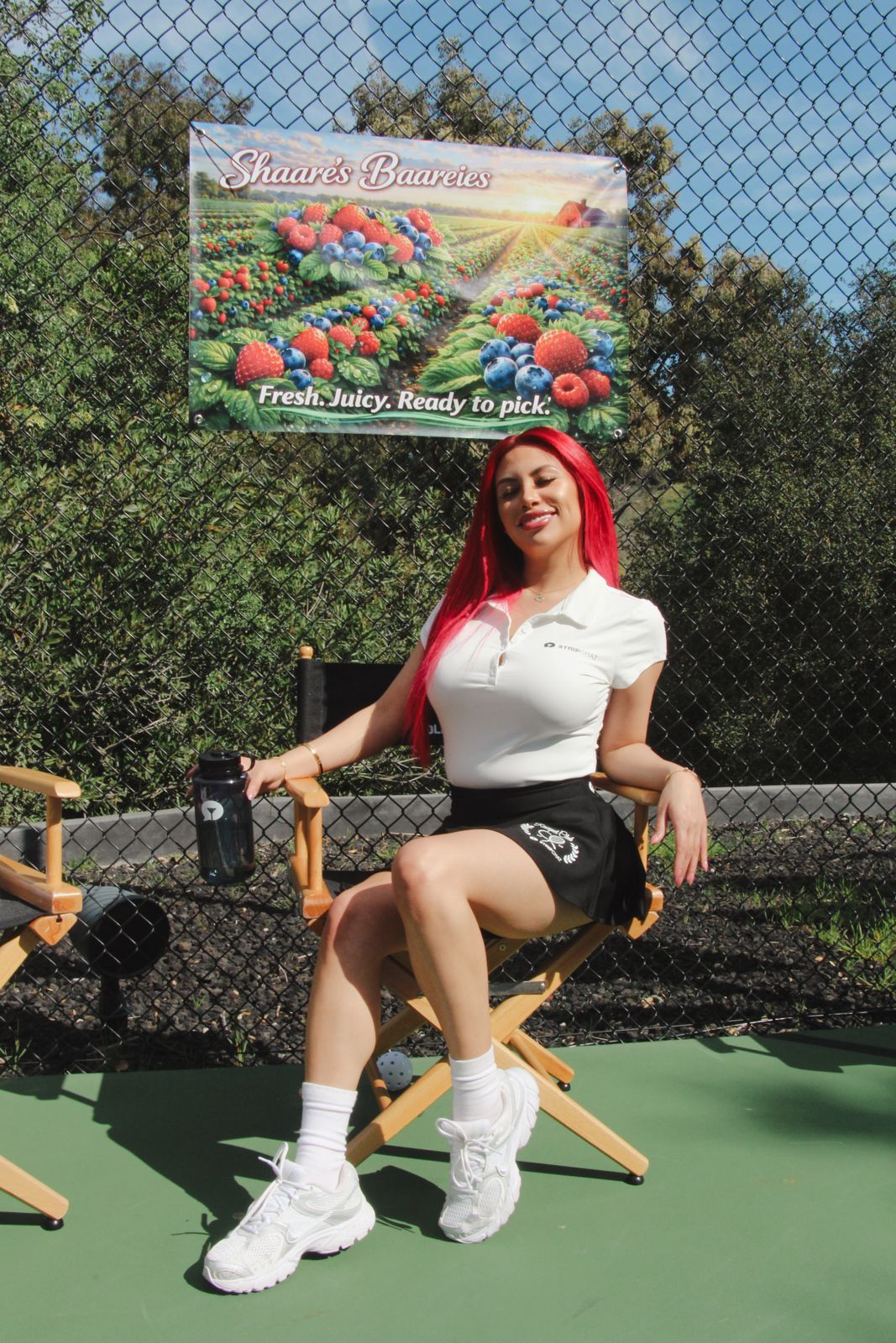 Stripchat House cast members in racquet club uniforms at the house pickleball tournament