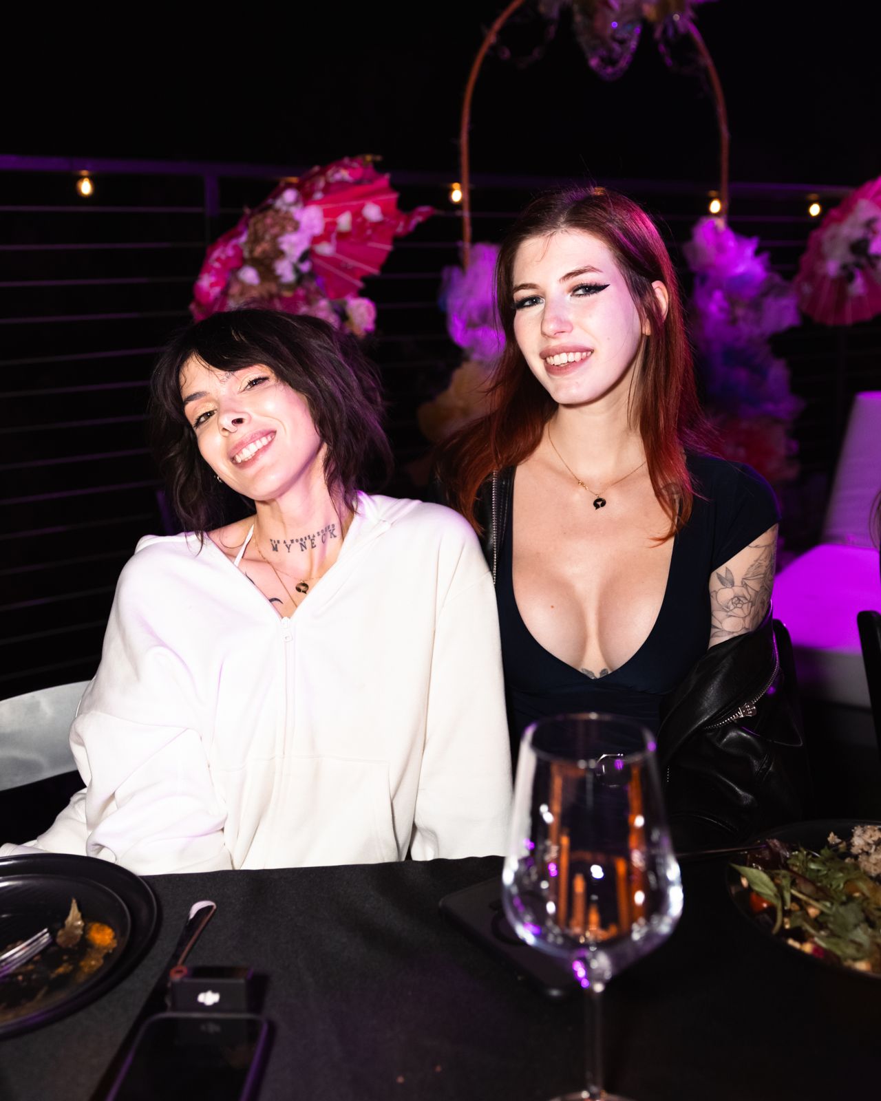 The candle-lit hibachi dinner table at the Stripchat House Hollywood
